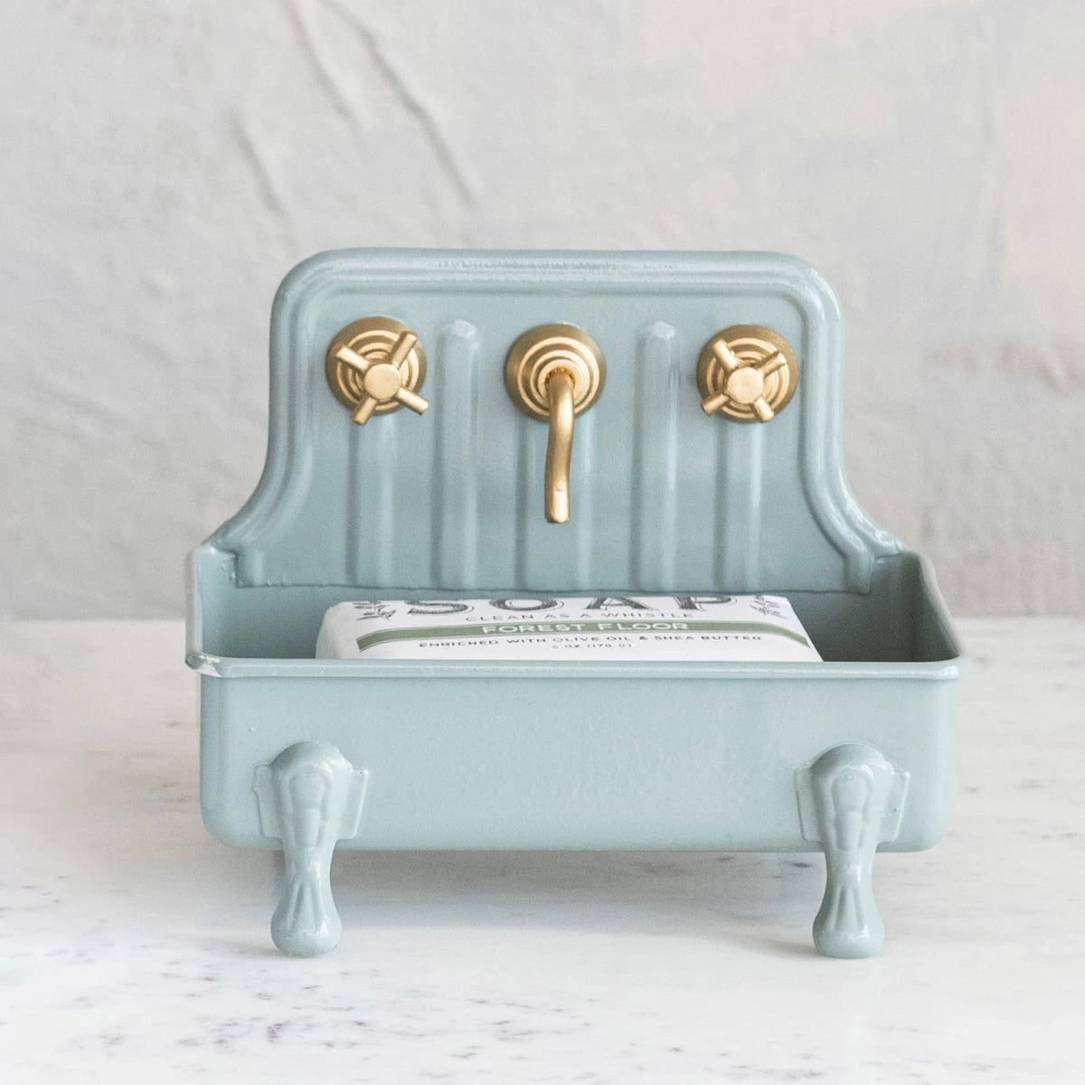 Creative Co-op Creative Co-op Metal Soap Dish, Grey Sink with Gold Faucet - Little Miss Muffin Children & Home
