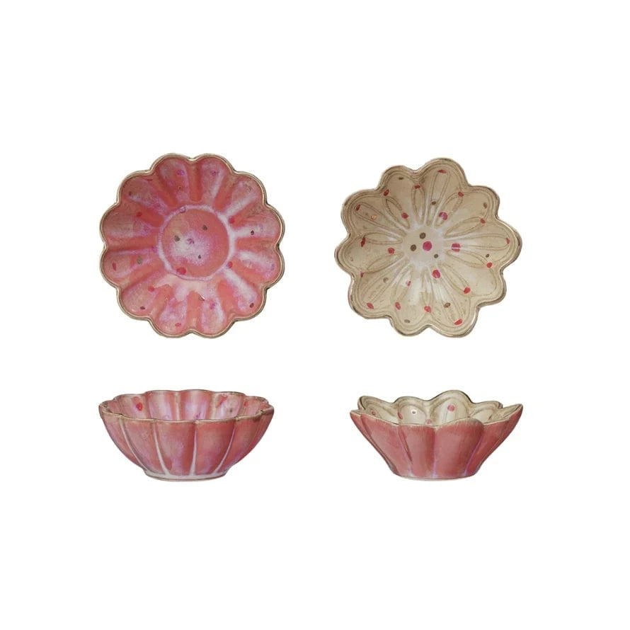 Creative Co-op Decorative Stoneware Dish with Hand-Painted Dots & Electroplating, 2 Colors Available - Little Miss Muffin Children & Home