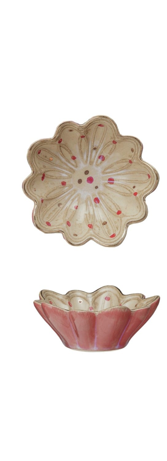 Creative Co-op Decorative Stoneware Dish with Hand-Painted Dots & Electroplating, 2 Colors Available - Little Miss Muffin Children & Home