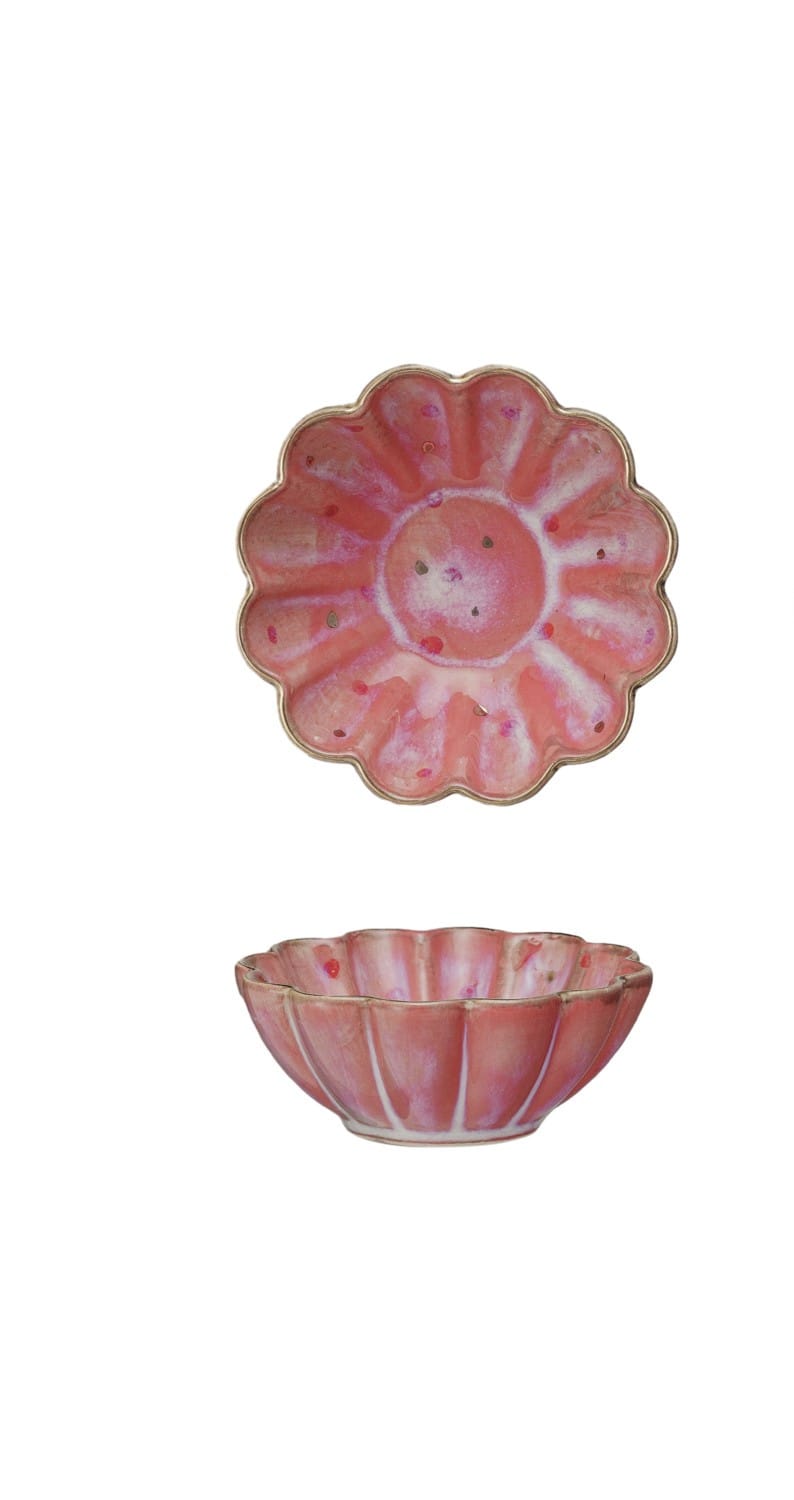 Creative Co-op Decorative Stoneware Dish with Hand-Painted Dots & Electroplating, 2 Colors Available - Little Miss Muffin Children & Home