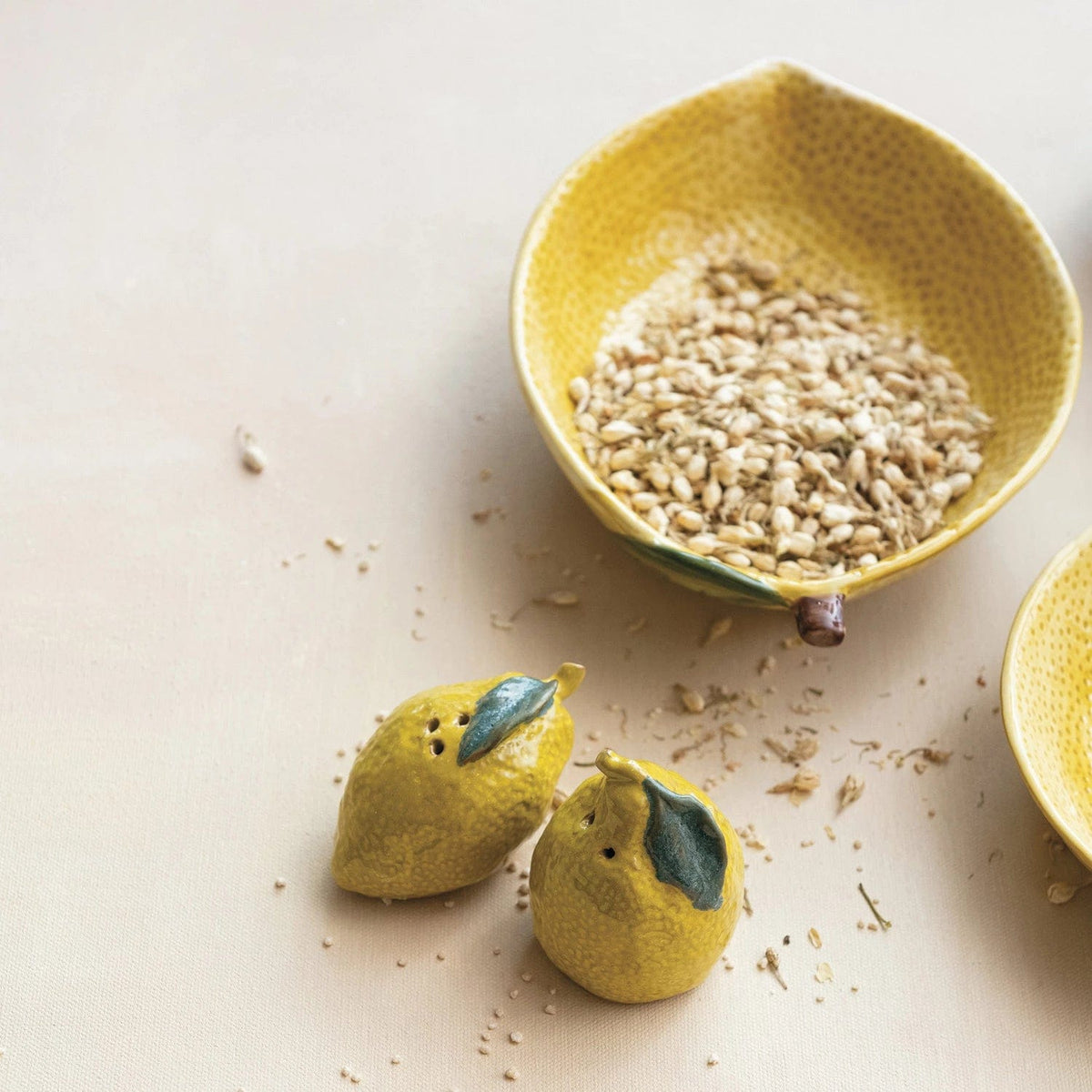 Creative Co-op Creative Co-op Hand-Painted Stoneware Lemon Salt & Pepper Shakers (Each One Will Vary) - Little Miss Muffin Children & Home