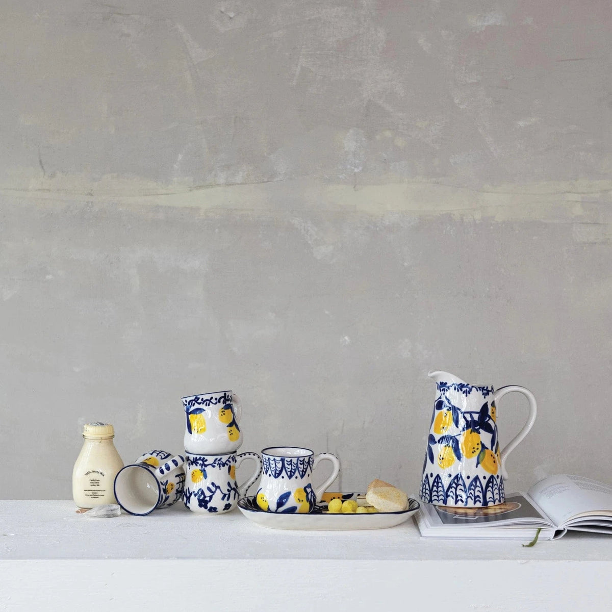 Creative Co-op 1-1/2 Quart Hand-Painted Stoneware Pitcher (Each One Will Vary) - Little Miss Muffin Children & Home