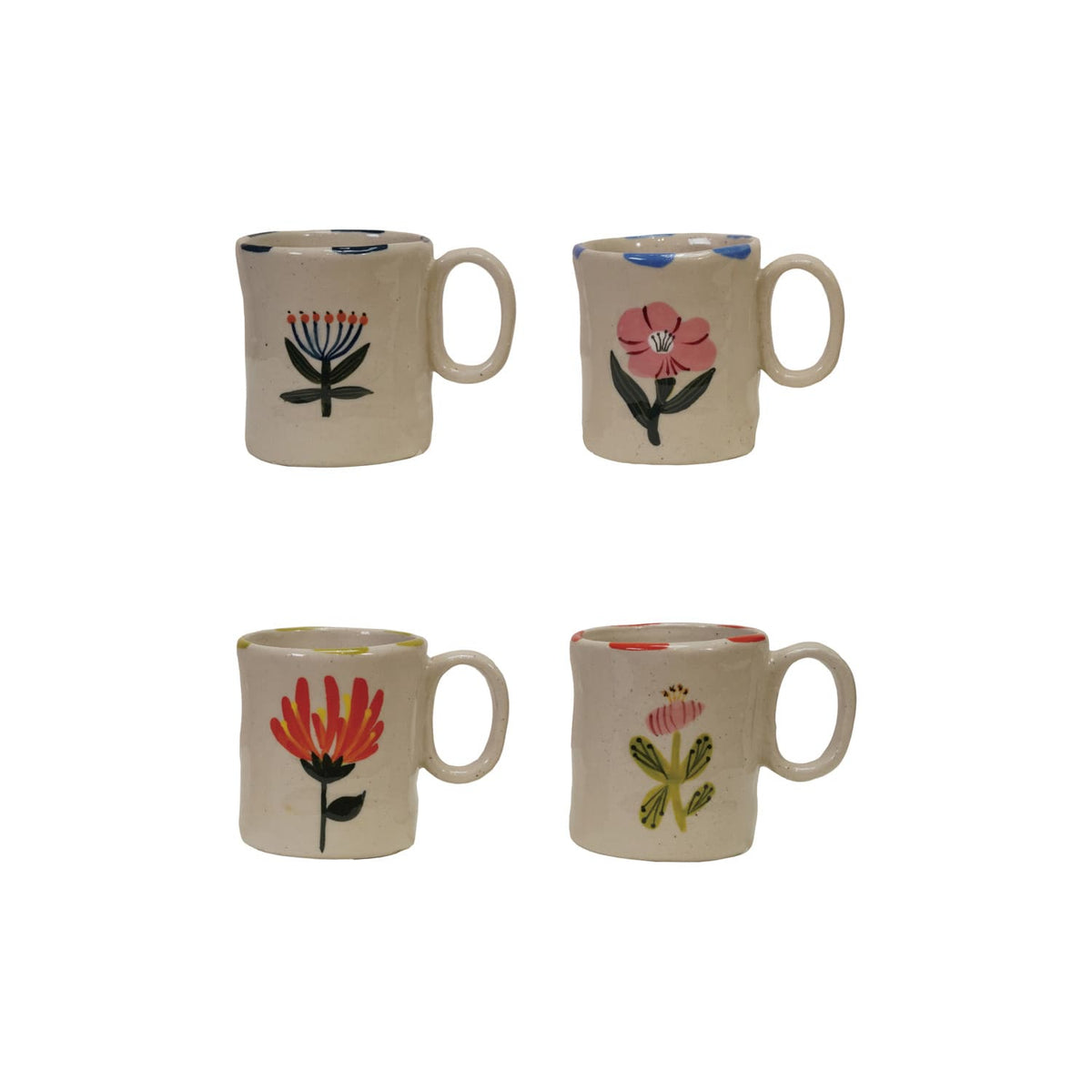 Creative Co-op Hand-Painted Stoneware 5oz Mug, 4 Styles Available - Little Miss Muffin Children & Home