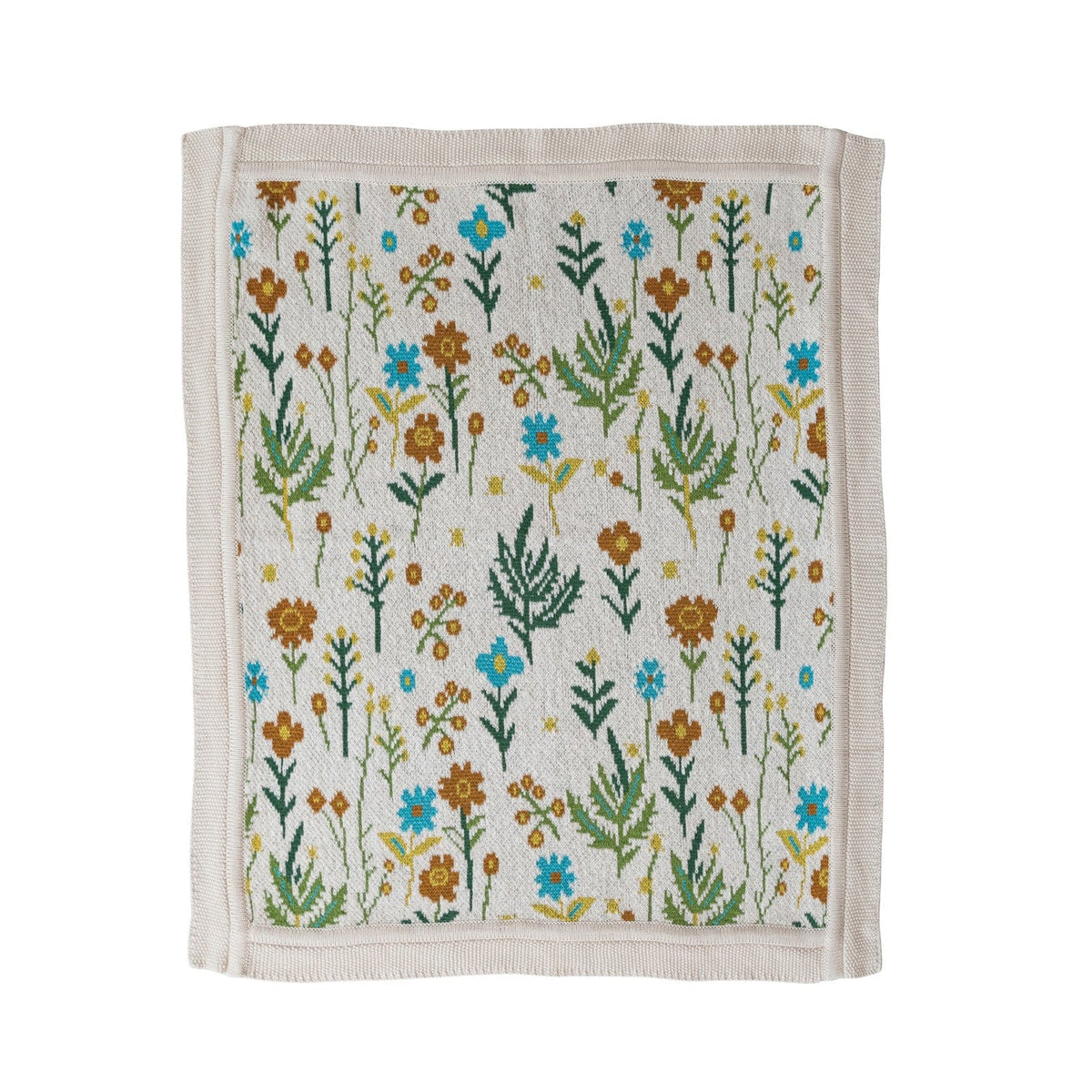 Creative Co-op Cotton Knit Baby Blanket with Florals - Little Miss Muffin Children & Home