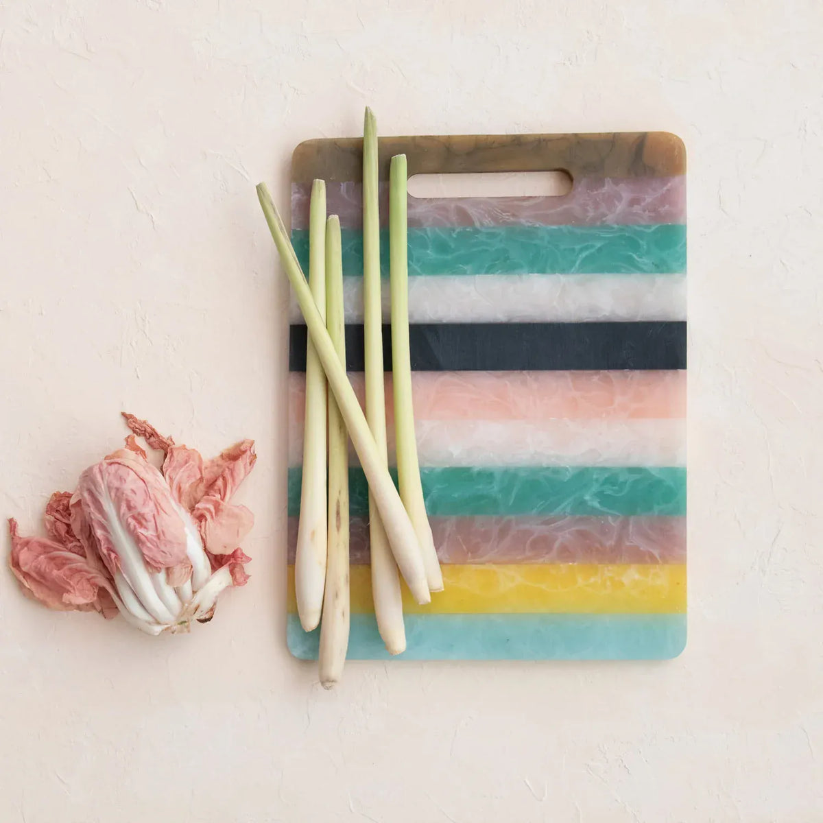 Creative Co-op Marbled Resin Striped Cheese/Serving Board with Handle (Each One Will Vary) - Little Miss Muffin Children & Home