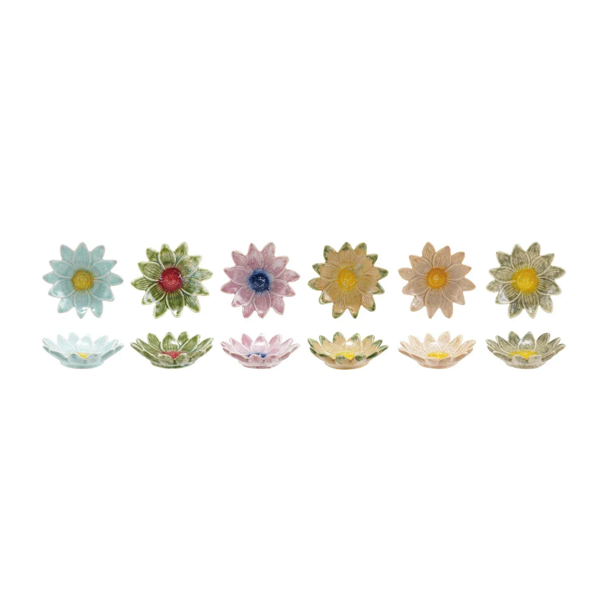Creative Co-op Stoneware Flower Shaped Dish, Reactive Glaze, 6 Colors (Each One Will Vary) - Little Miss Muffin Children & Home