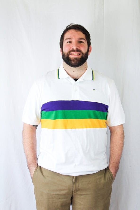 Mardi Gras Creations Mardi Gras Creations White Chest Stripe Adult Short Sleeve - Little Miss Muffin Children & Home