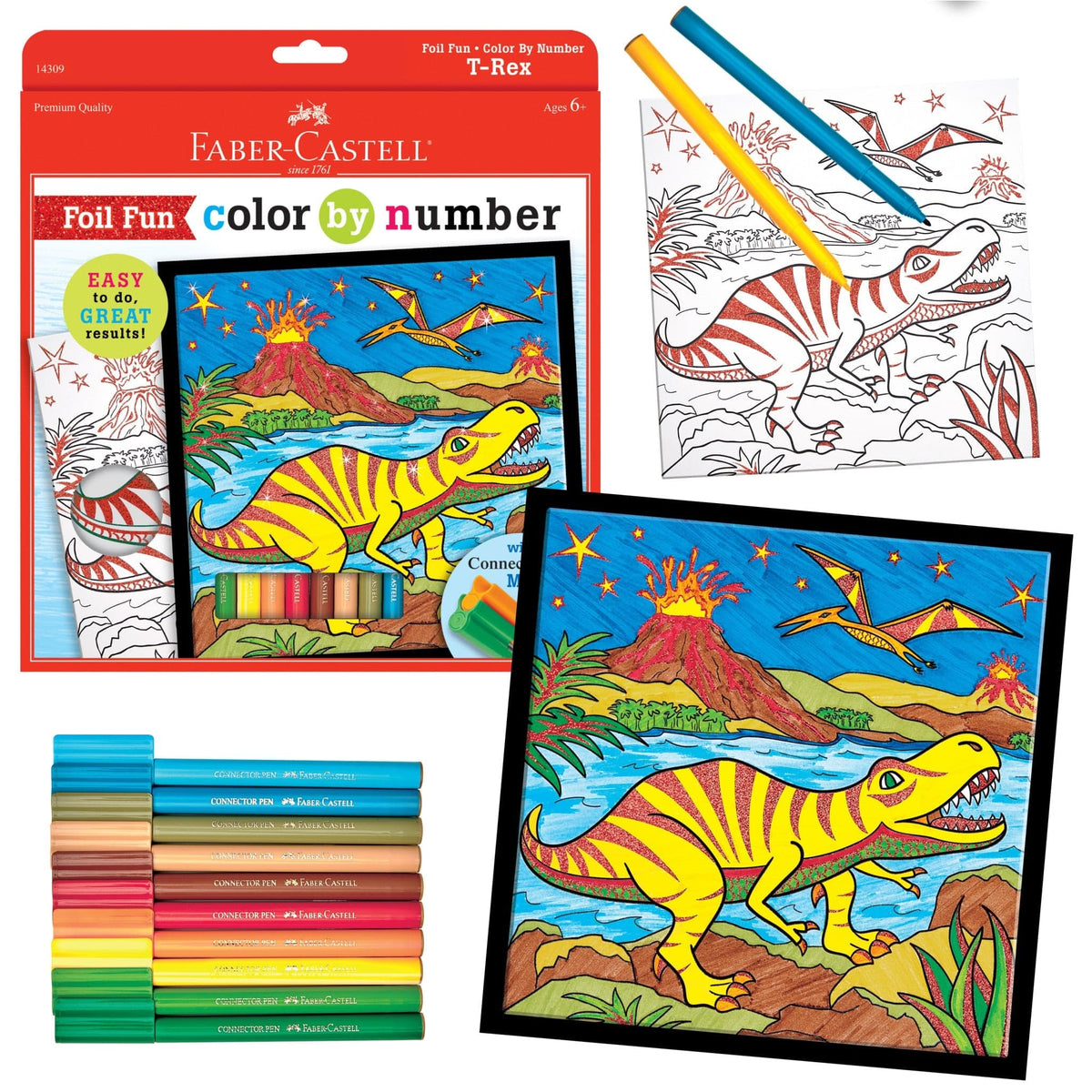 Faber Castell Faber Castell Color By Number T-Rex Foil Fun - Little Miss Muffin Children & Home