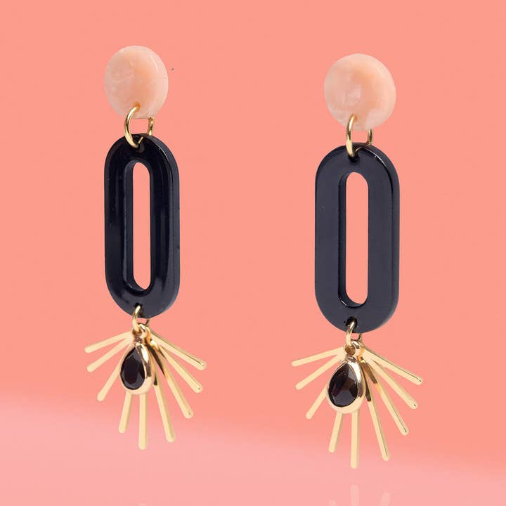 Tribe + Temple Black Oval Resin Starburst Hoop - Little Miss Muffin Children & Home