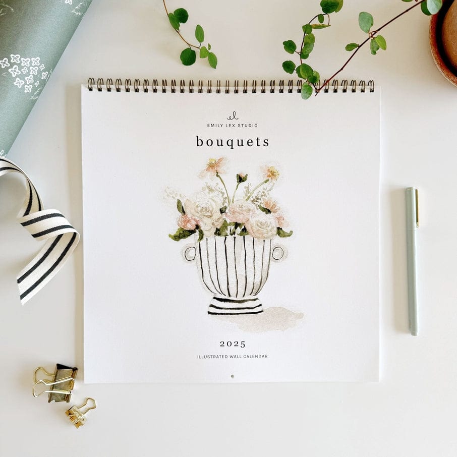 Emily Lex Studio Emily Lex Studio 2025 Watercolor Bouquets Calendar - Little Miss Muffin Children & Home