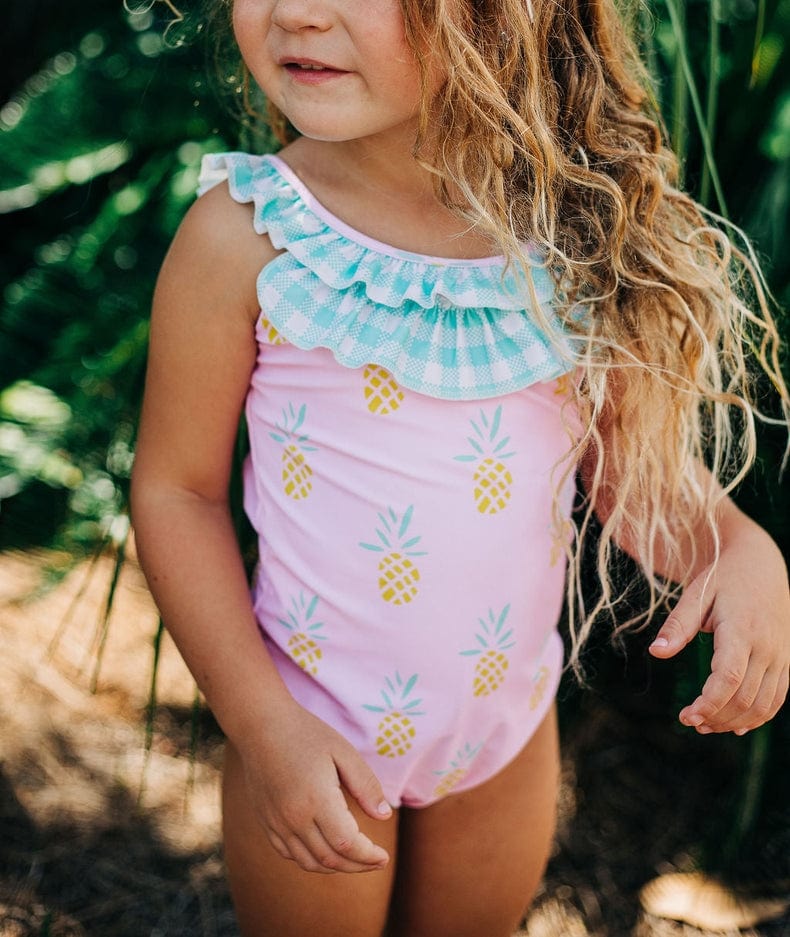 Sugar Bee Clothing Sugar Bee Clothing Pink Pineapple Bow Back Swimsuit - Little Miss Muffin Children & Home