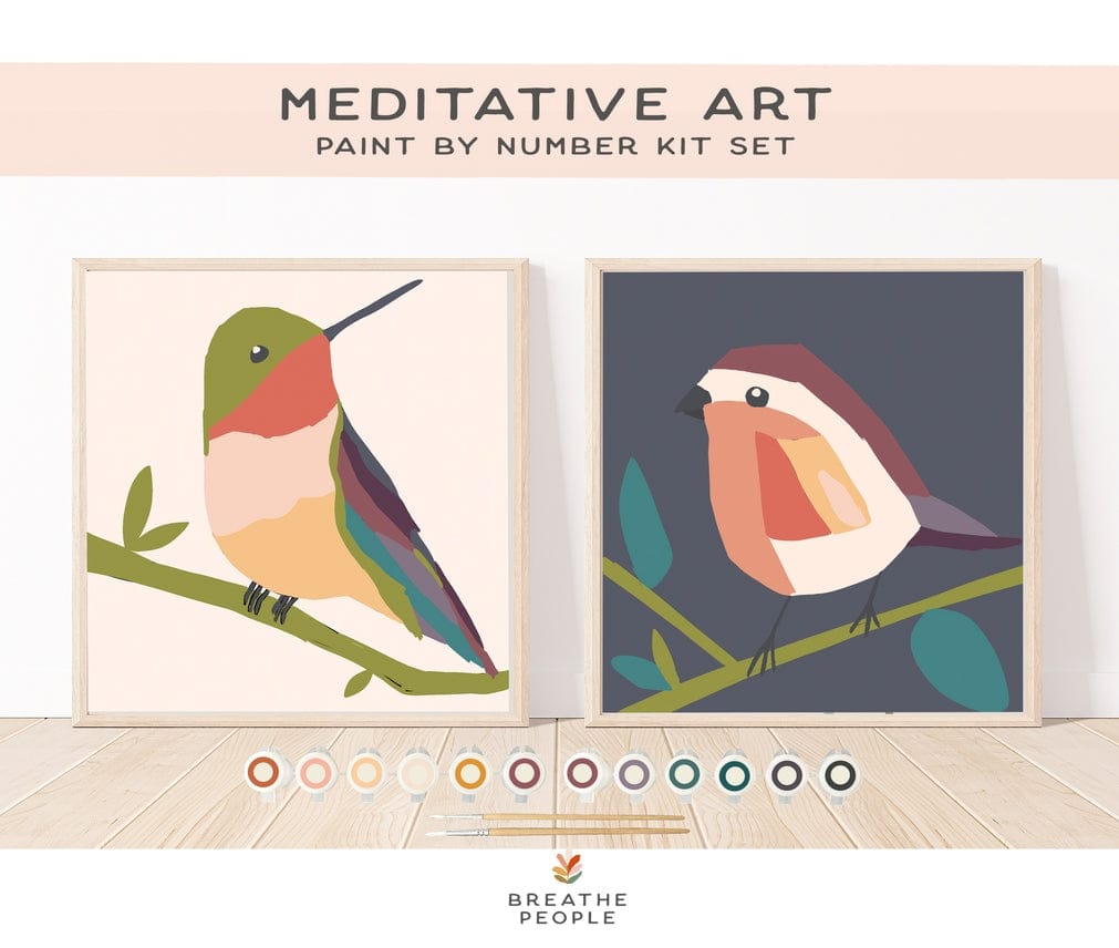 Breathe People Breathe People Zen Balance with Birds Meditative Art Paint By Number Kit - Little Miss Muffin Children & Home