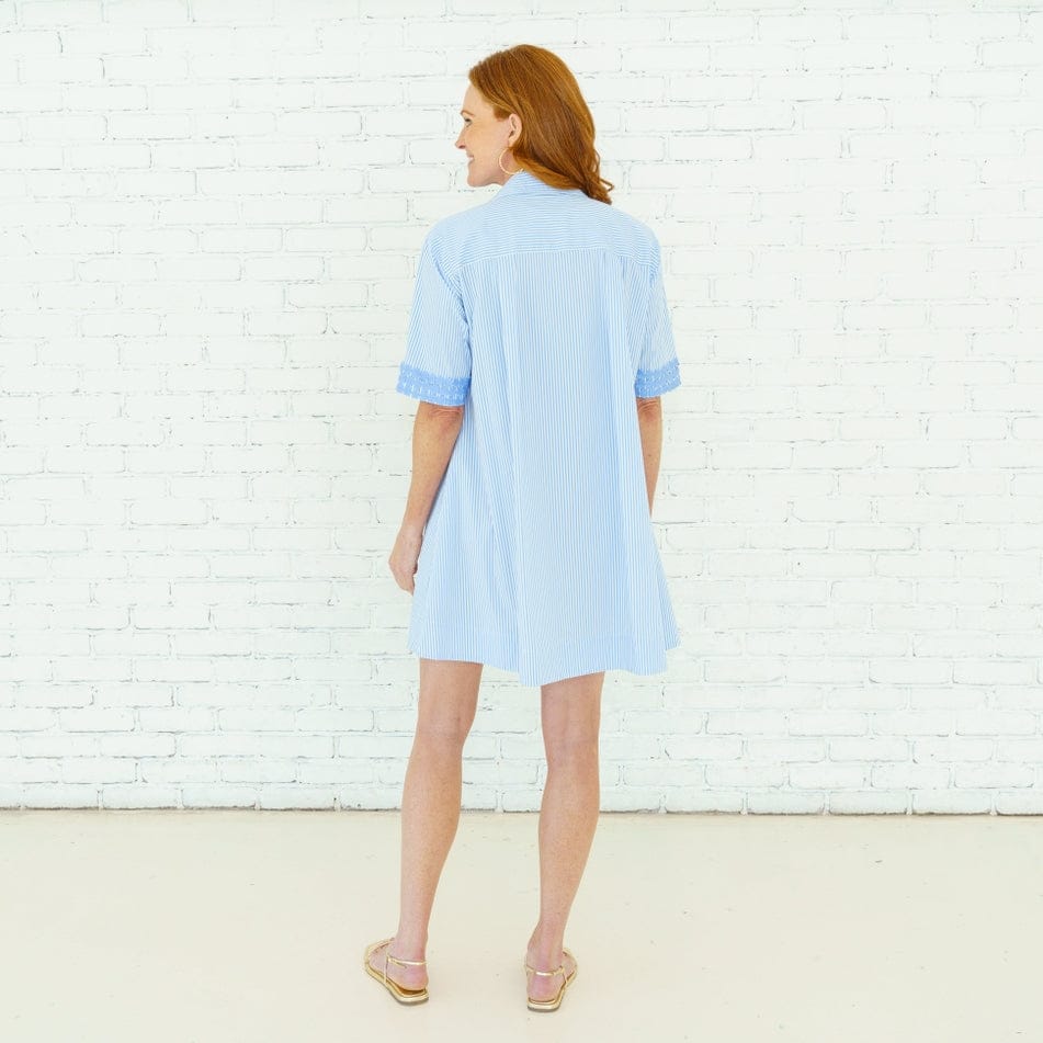 Caryn Lawn Penny Blue Stripe Dress - Little Miss Muffin Children & Home