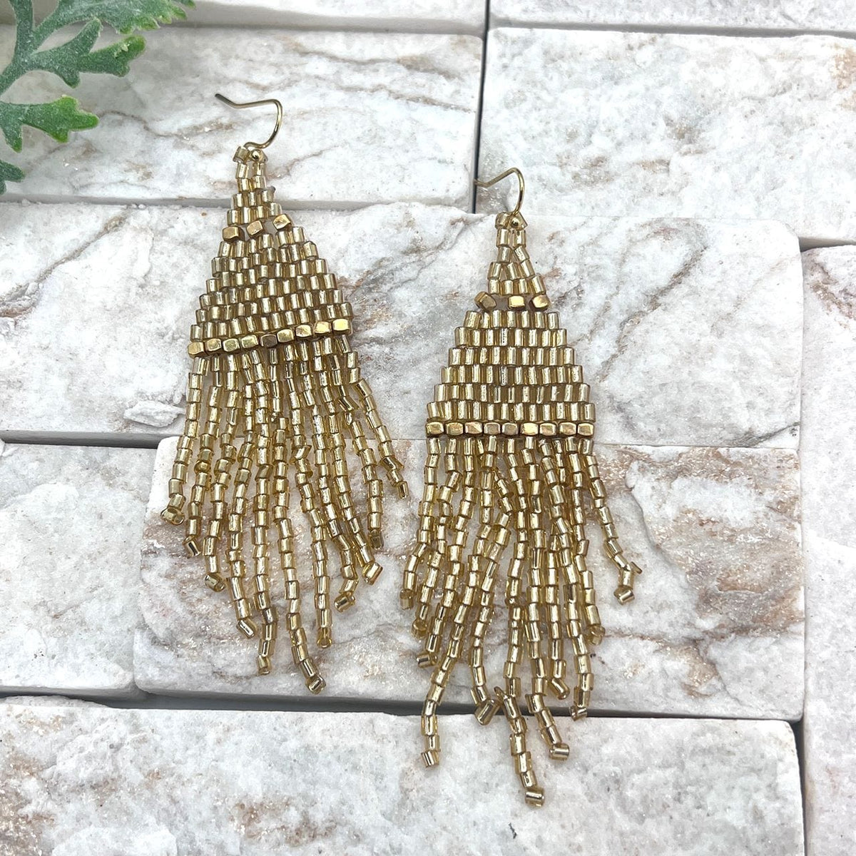 Anju Jewelry Seed-Bead Tapered Fringe Earrings – Shimmering Gold - Little Miss Muffin Children & Home