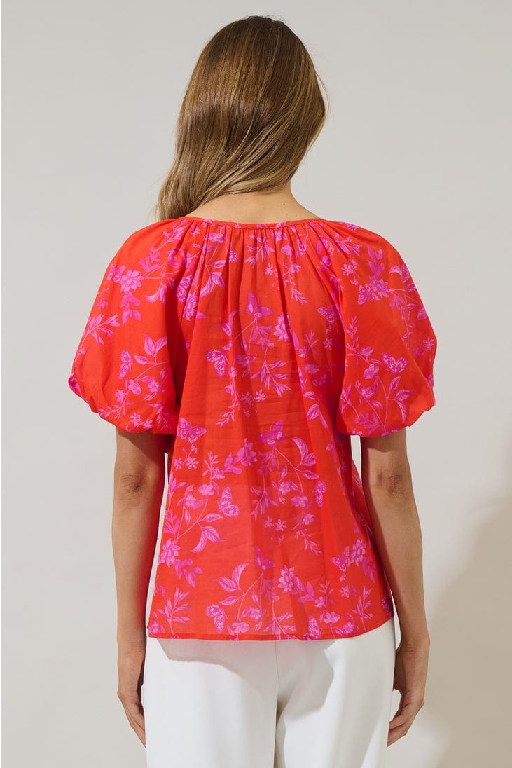 Sugarlips Fia Floral Balloon Sleeve Top - Little Miss Muffin Children & Home