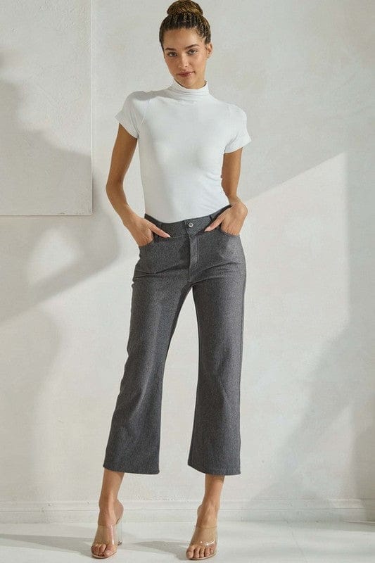 Yelete Straight Leg Cropped Pants in Grey - Little Miss Muffin Children & Home