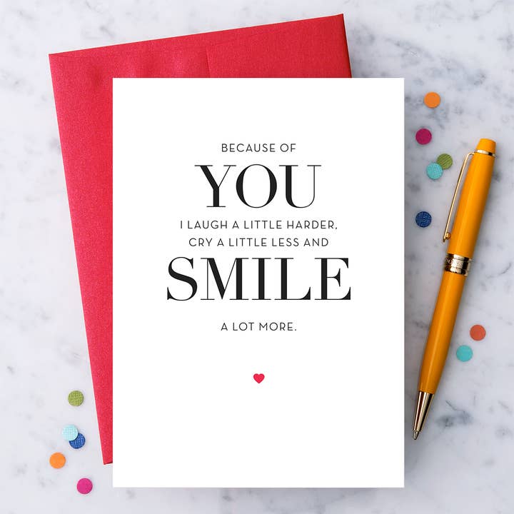 Design with Heart "Because of you..." Greeting Card - Little Miss Muffin Children & Home