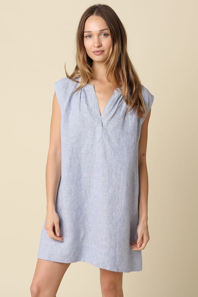 Avery Relaxed Linen Contemporary Fit Denim Shift Dress