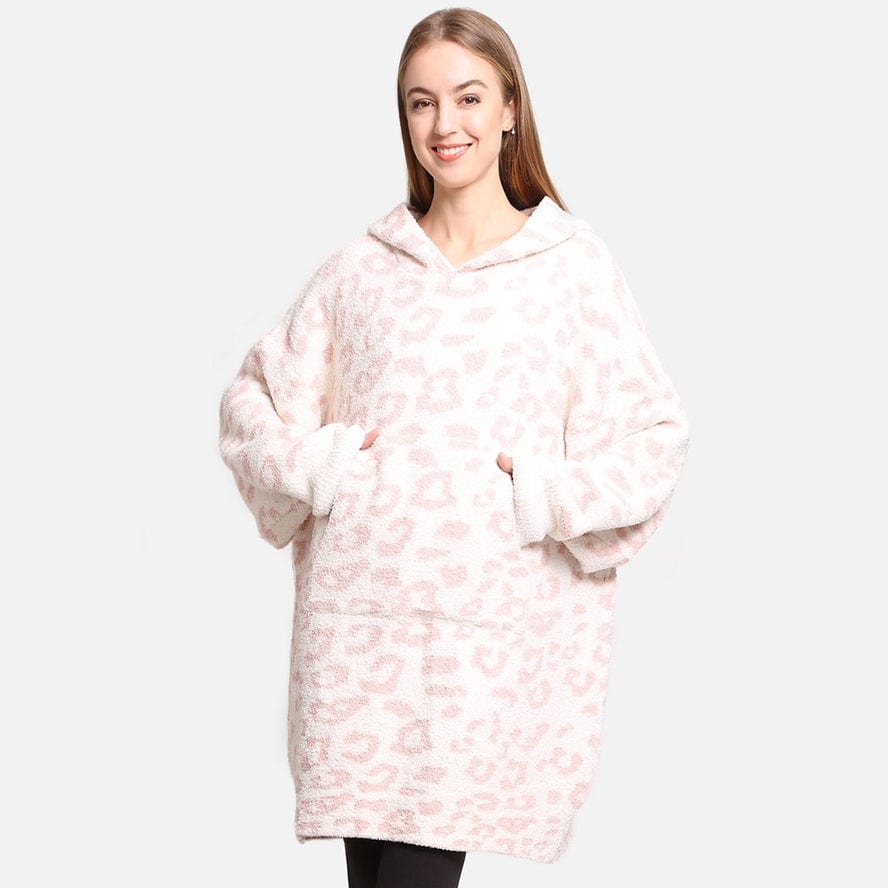 Fashion City Fashion City Leopard Print Soft Hooded Snuggie with Pockets, Pink - Little Miss Muffin Children & Home