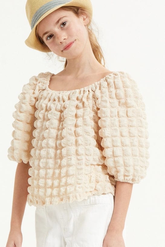 Good Girl Good Girl Tween Embossed Bubble Texture Balloon Sleeve Top - Little Miss Muffin Children & Home