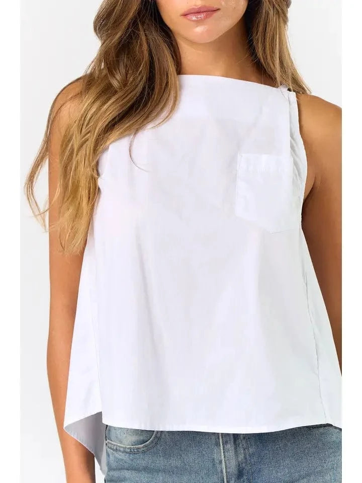 Lalavon Lalavon Pleated Square Neck Poplin Tank - Little Miss Muffin Children & Home