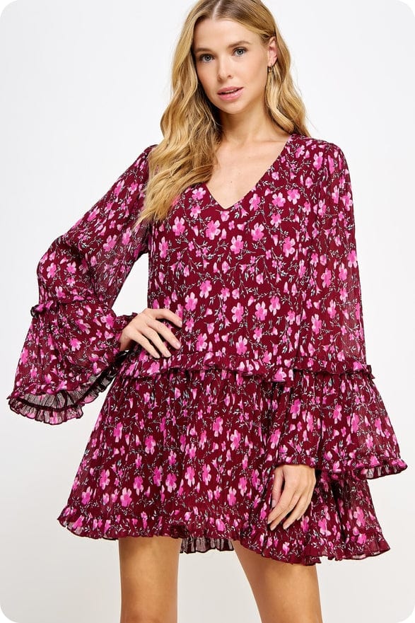 Strut & Bolt Strut & Bolt Ruffle Tiered Floral V-Neck Mini Dress - Little Miss Muffin Children & Home