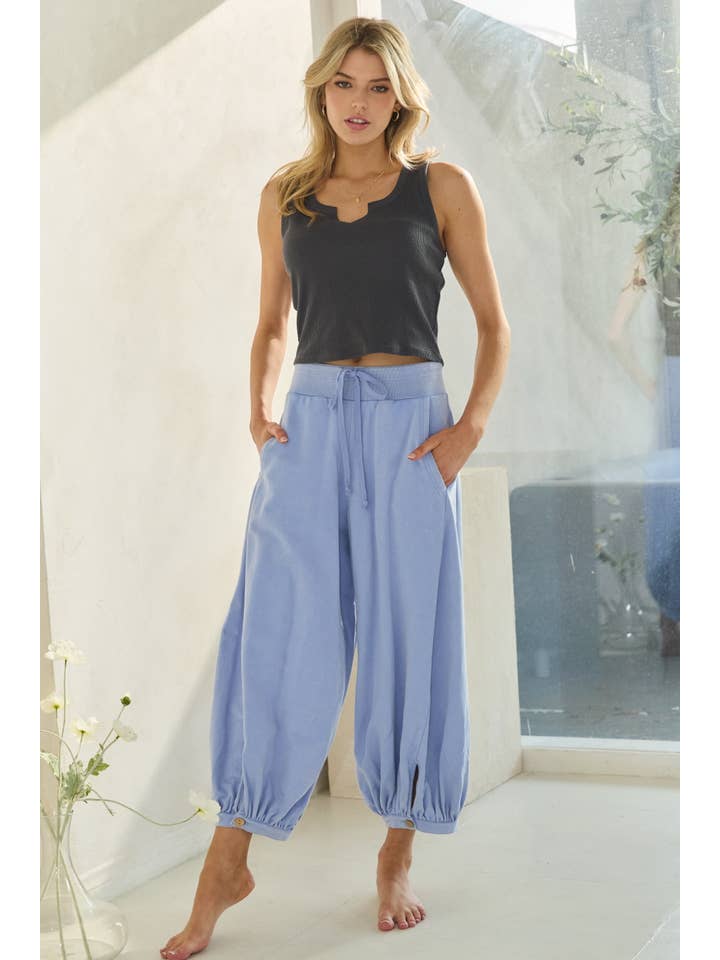 Oddi Acid Washed French Terry Cropped Bubble Pants - Little Miss Muffin Children & Home