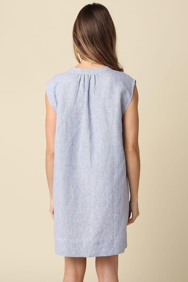 Olivaceous Avery Relaxed Linen Contemporary Fit Denim Shift Dress - Little Miss Muffin Children & Home