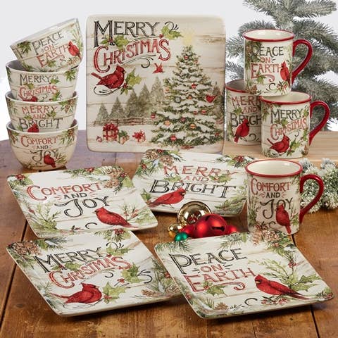 evergreen chritmas mug with cardinals