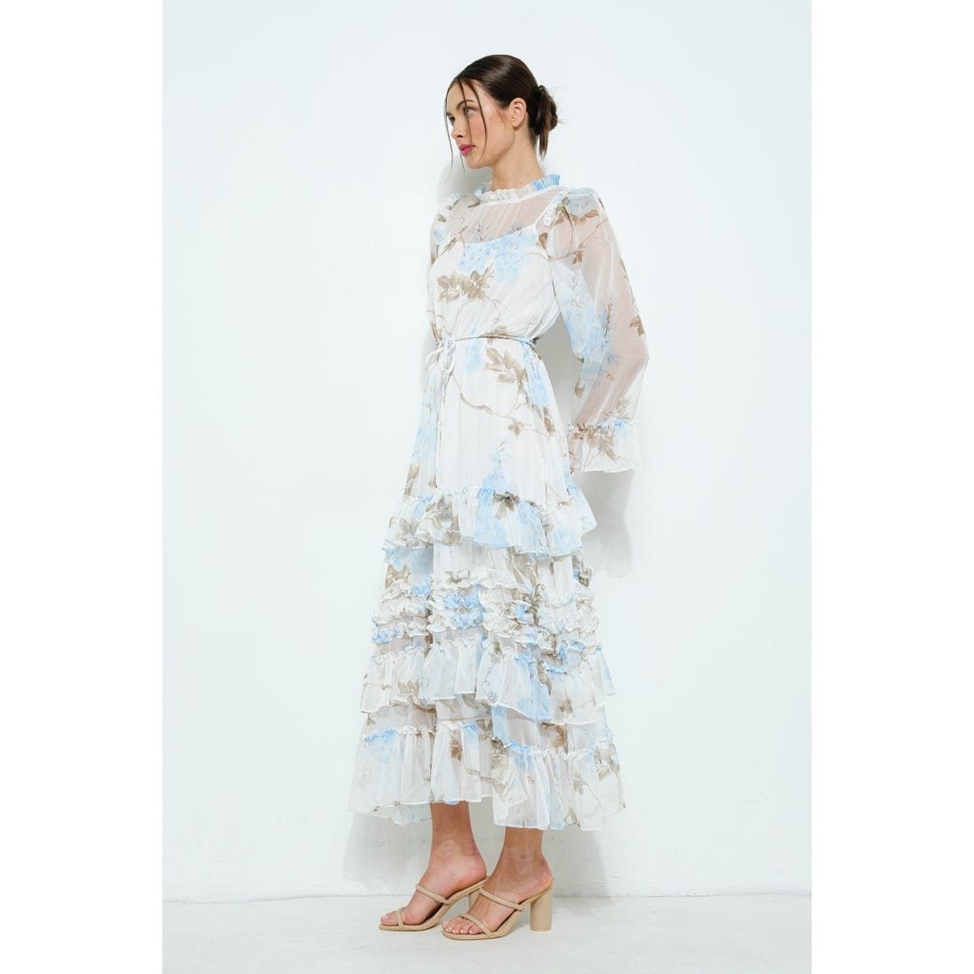 INA Floral Chiffon Layered Ruffle Skirt Maxi Dress - Little Miss Muffin Children & Home
