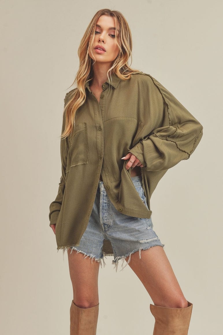Aemi + Co Aemi + Co Delilah Blouse in Olive - Little Miss Muffin Children & Home