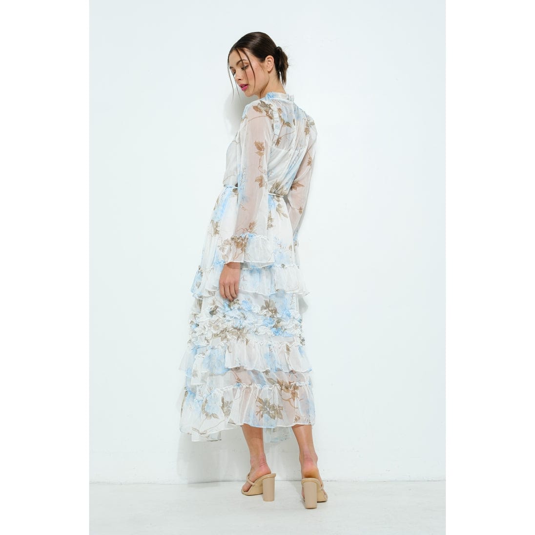 INA Floral Chiffon Layered Ruffle Skirt Maxi Dress - Little Miss Muffin Children & Home