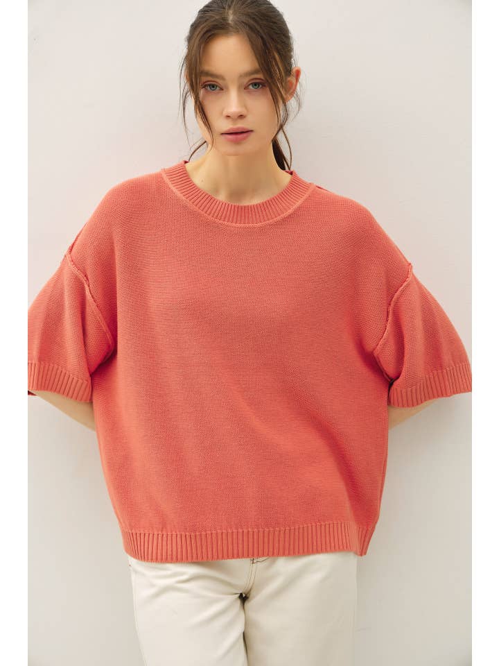 Be Cool Oversize Cut Sweater Top with Raw Edge - Little Miss Muffin Children & Home