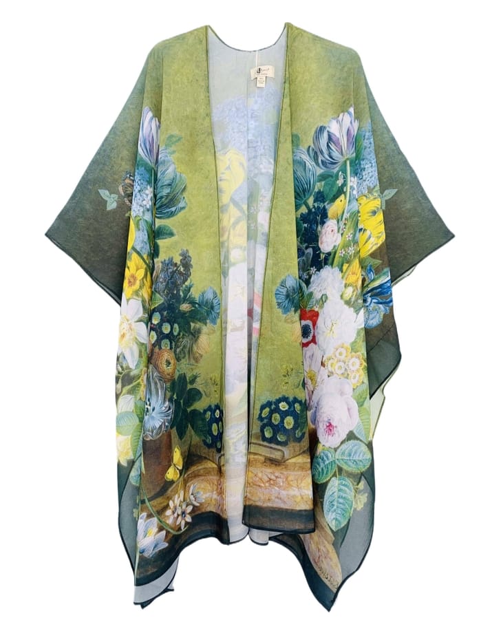 JC Sunny Fashion Green-Multi Oil Painting Kimono - Little Miss Muffin Children & Home