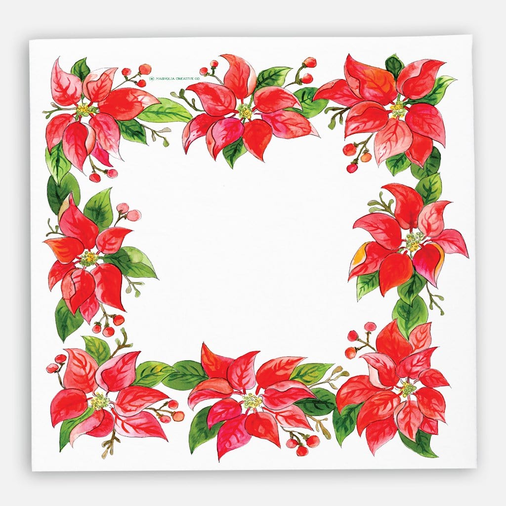Magnolia Creative Co Poinsettia Wreath kitchen towel with Emily Welch watercolor
