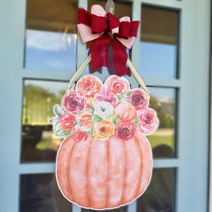 fall pumpkin floral door hanger