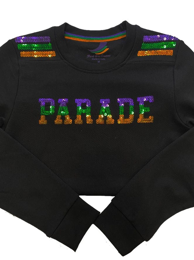 Mardi Gras Creations Mardi Gras Creations French Terry Kids Sequins PARADE Shirt - Black - Little Miss Muffin Children & Home