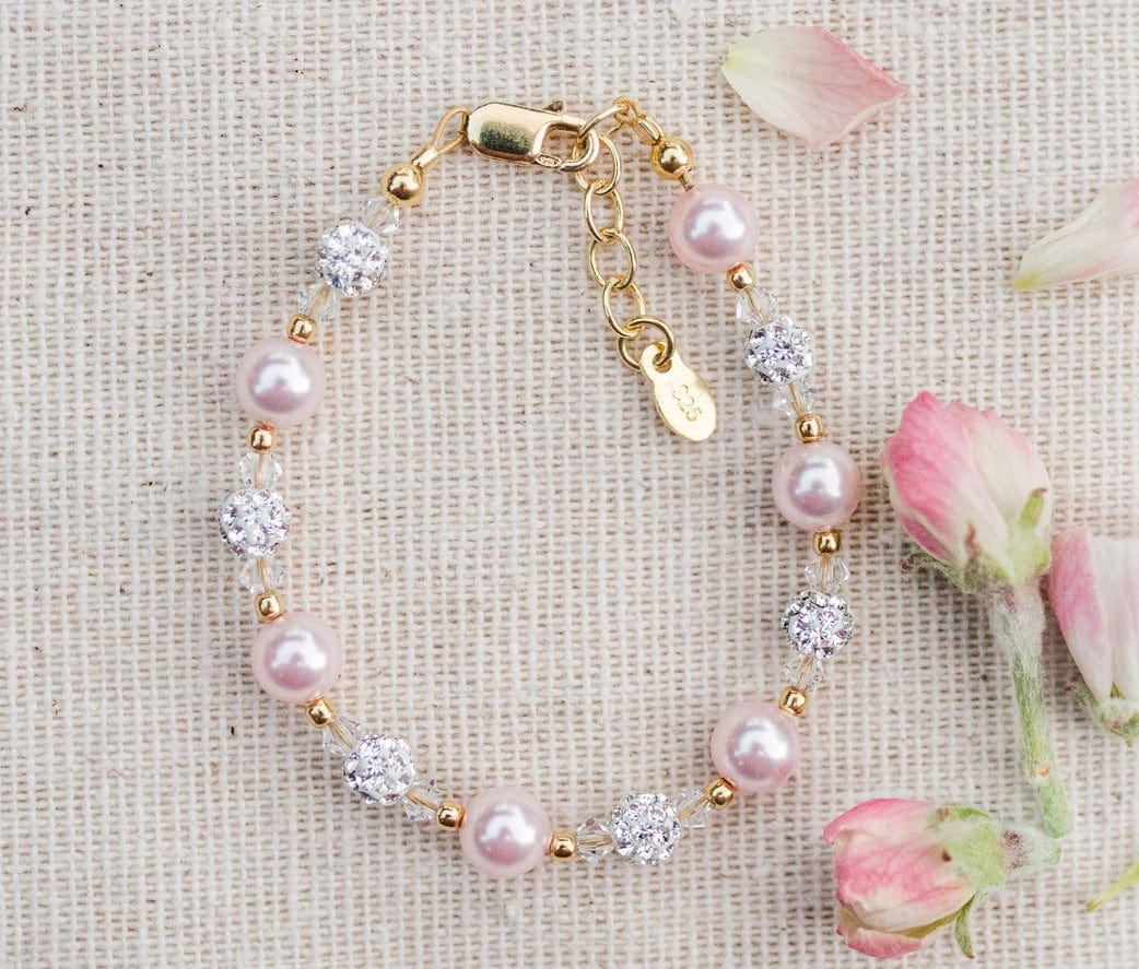Cherished Moments Cherished Moments 14K Gold-Plated Pink Pearl Bracelet - Little Miss Muffin Children & Home