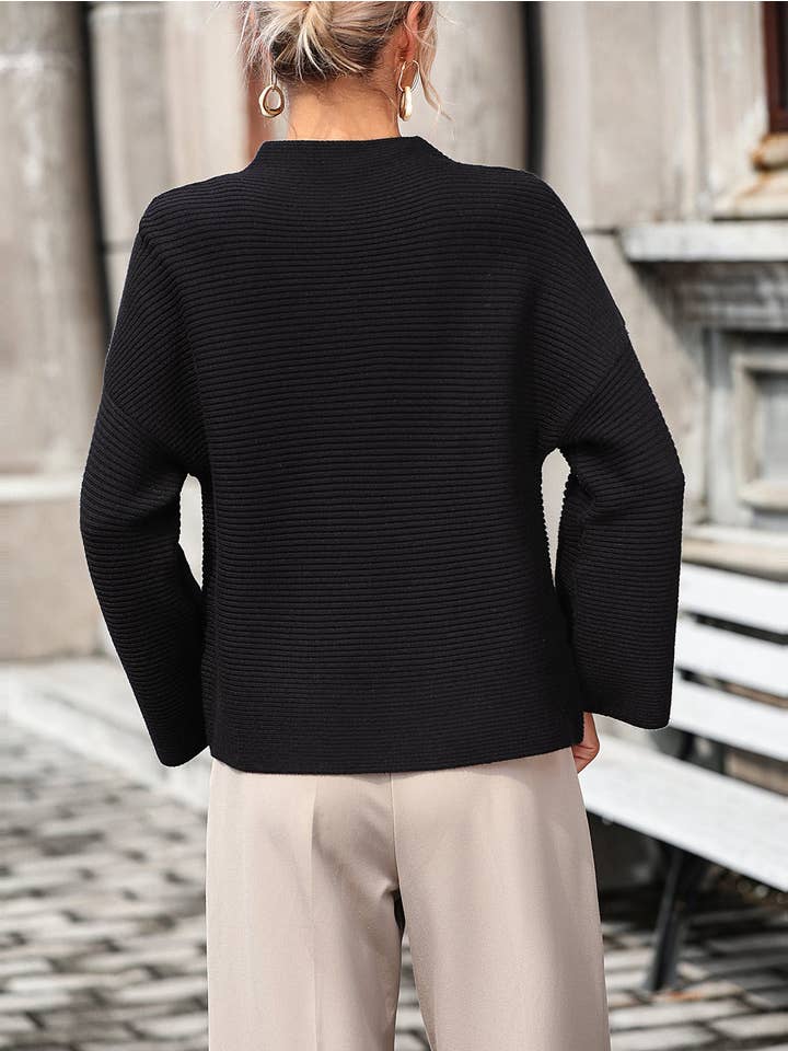 Sweetkama Black Ladies Long Sleeves Daily Hollow Out Sweater - Little Miss Muffin Children & Home