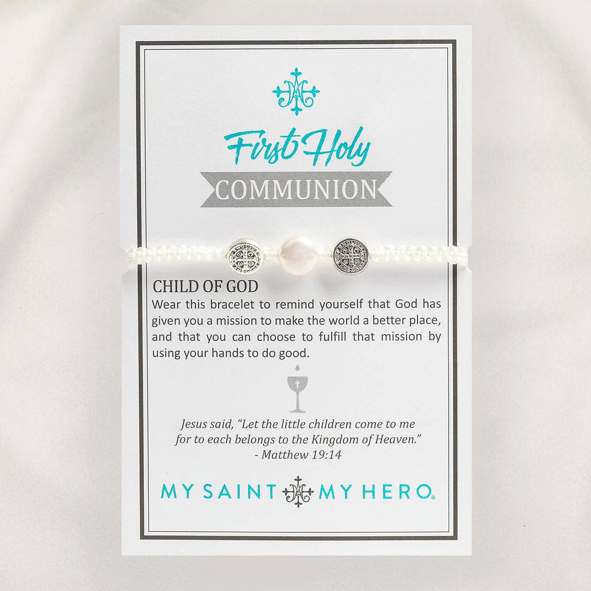 My Saint My Hero First Holy Communion Blessing Bracelet - Pearl - Little Miss Muffin Children & Home