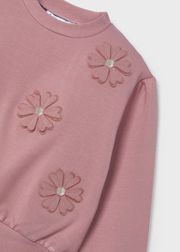 Mayoral Usa Inc Mayoral Floral Applique Sweatshirt in Rose for Girls - Little Miss Muffin Children & Home
