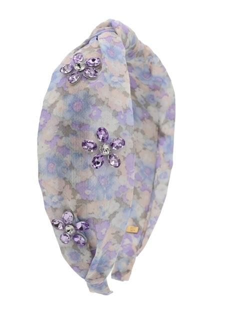 Bari Lynn Floral Crystal Jewel Flower Print Knot Headband - Little Miss Muffin Children & Home