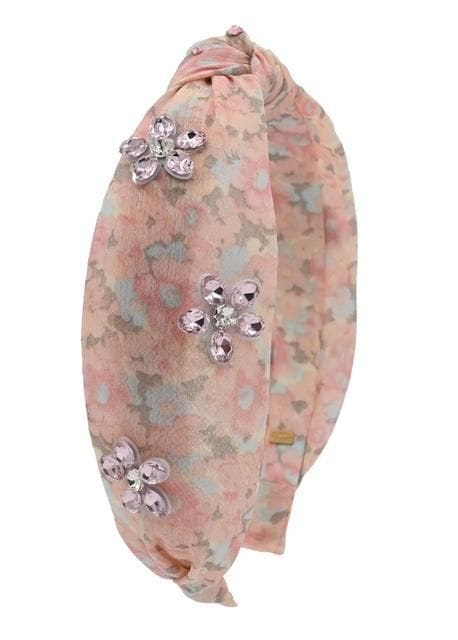 Bari Lynn Floral Crystal Jewel Flower Print Knot Headband - Little Miss Muffin Children & Home