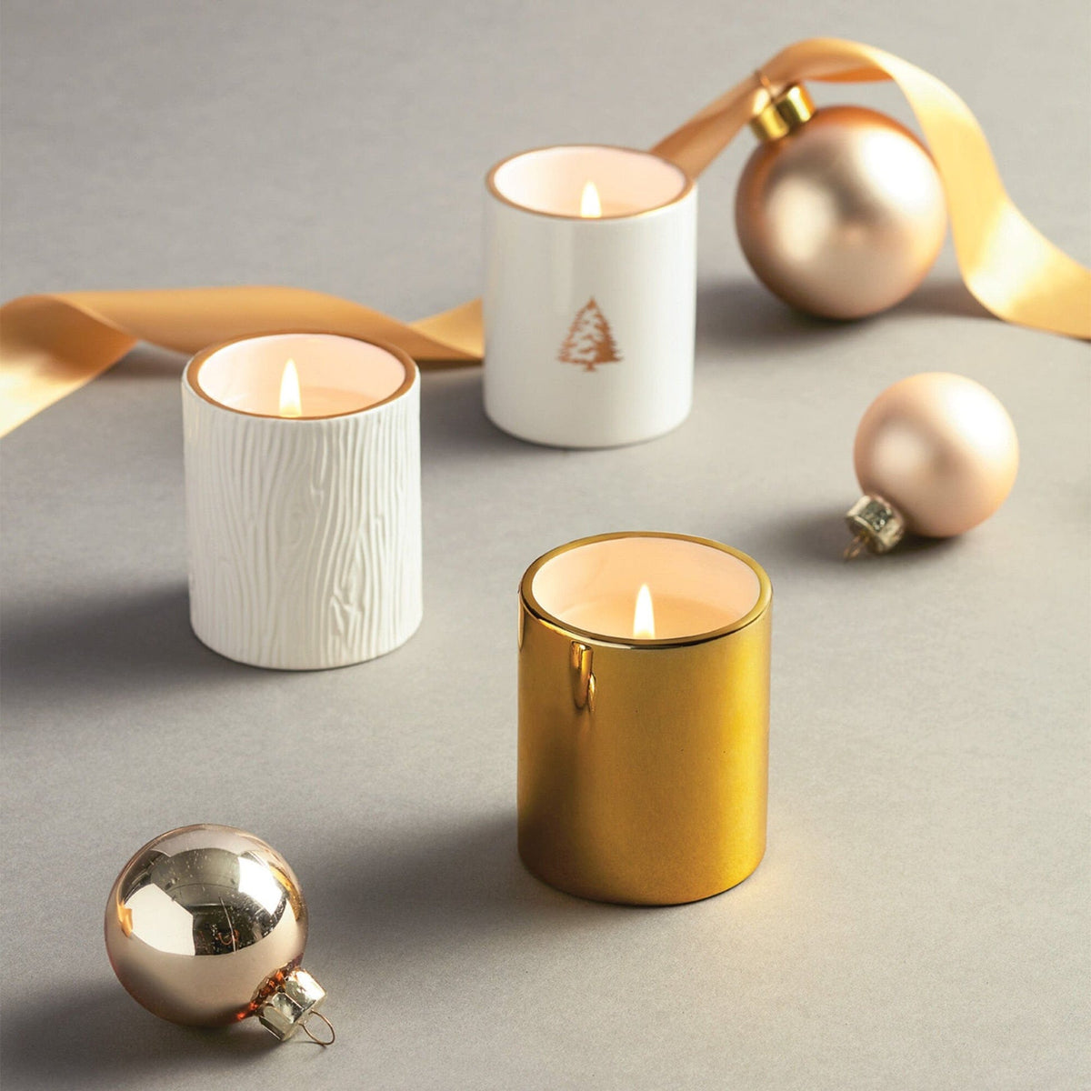Thymes Frasier Fir Gilded Poured Candle Trio Set, alternate view 2