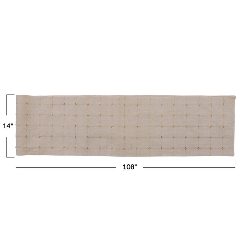 Creative Co-Op Creative Co-op Woven Cotton Table Runner, Cream Color with Metallic Gold Thread - Little Miss Muffin Children & Home