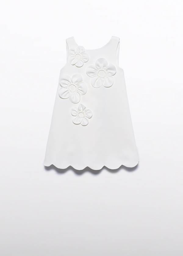 Flower Applique Sleeveless Crepe Dress