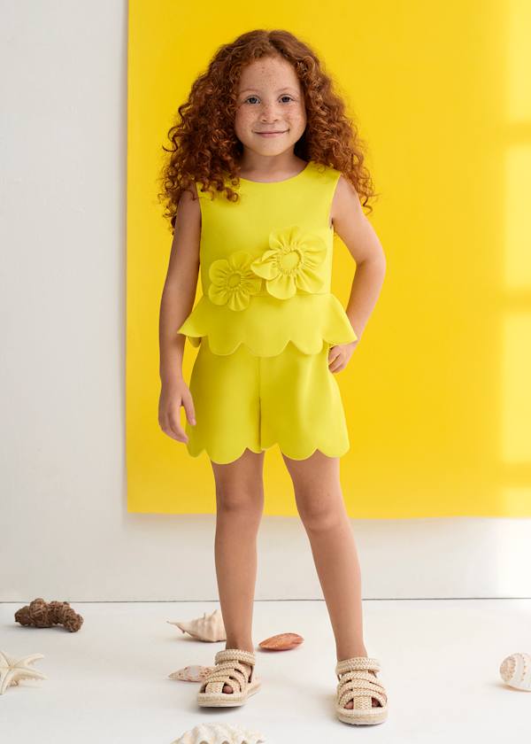 Abel & Lula Flower Applique Sleeveless Crepe Romper - Little Miss Muffin Children & Home