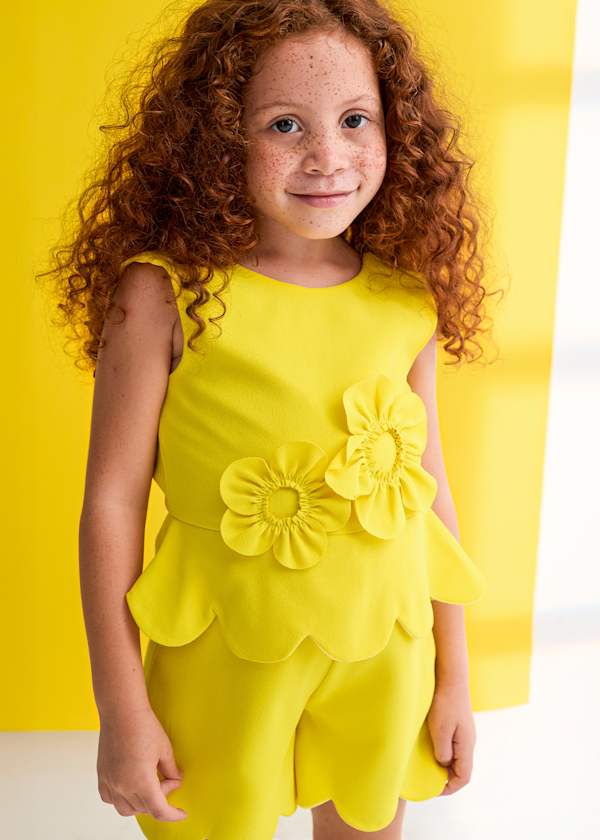 Abel & Lula Flower Applique Sleeveless Crepe Romper - Little Miss Muffin Children & Home