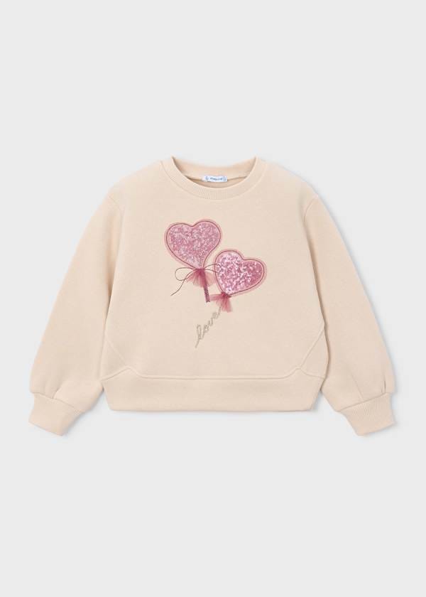 Sequin Heart Applique Sweatshirt