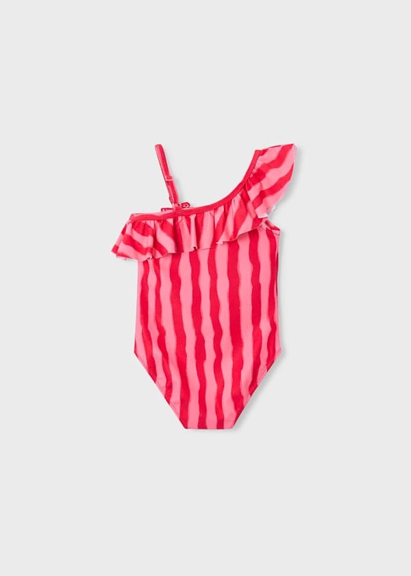 Asymmetrical Ruffle Swimsuit in Poppy